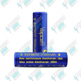 INR18650 2600mAh (9.36Wh) 3.6V 15A Li-Ion Vapcell